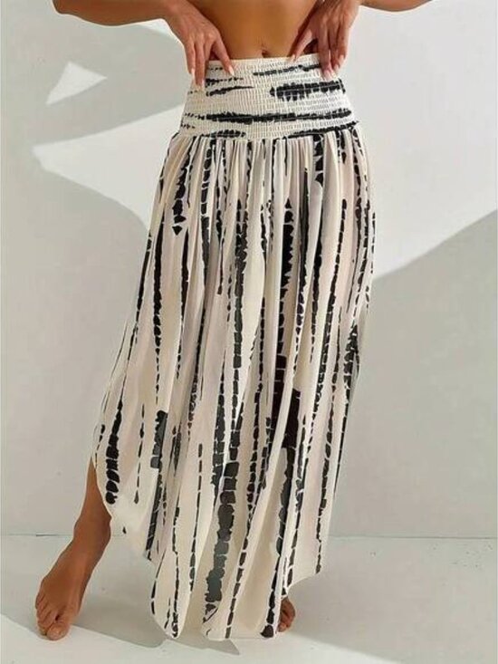 Beach Maxi Dress Spring/Summer 2026 Fashion Print Elastic Waist Bohemian Style L - Picture 4 of 6